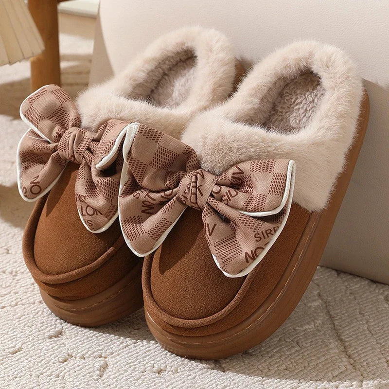 Cozy Bowknot Plush Slippers™