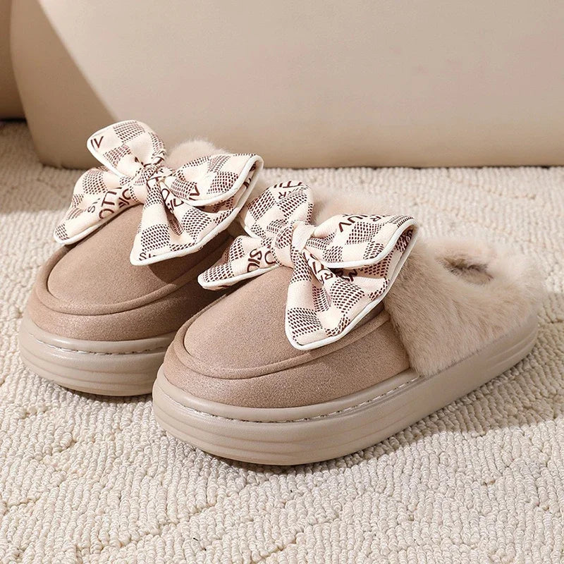 Cozy Bowknot Plush Slippers™