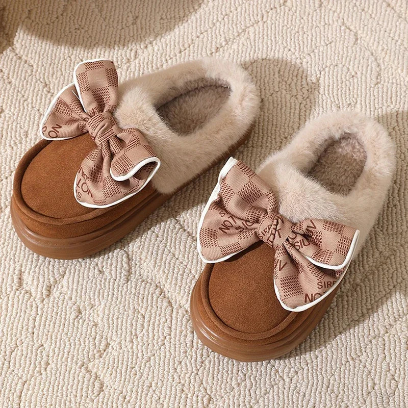 Cozy Bowknot Plush Slippers™