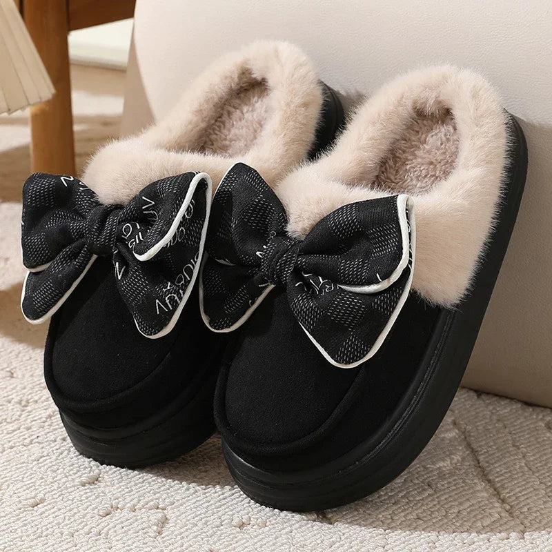 Cozy Bowknot Plush Slippers™