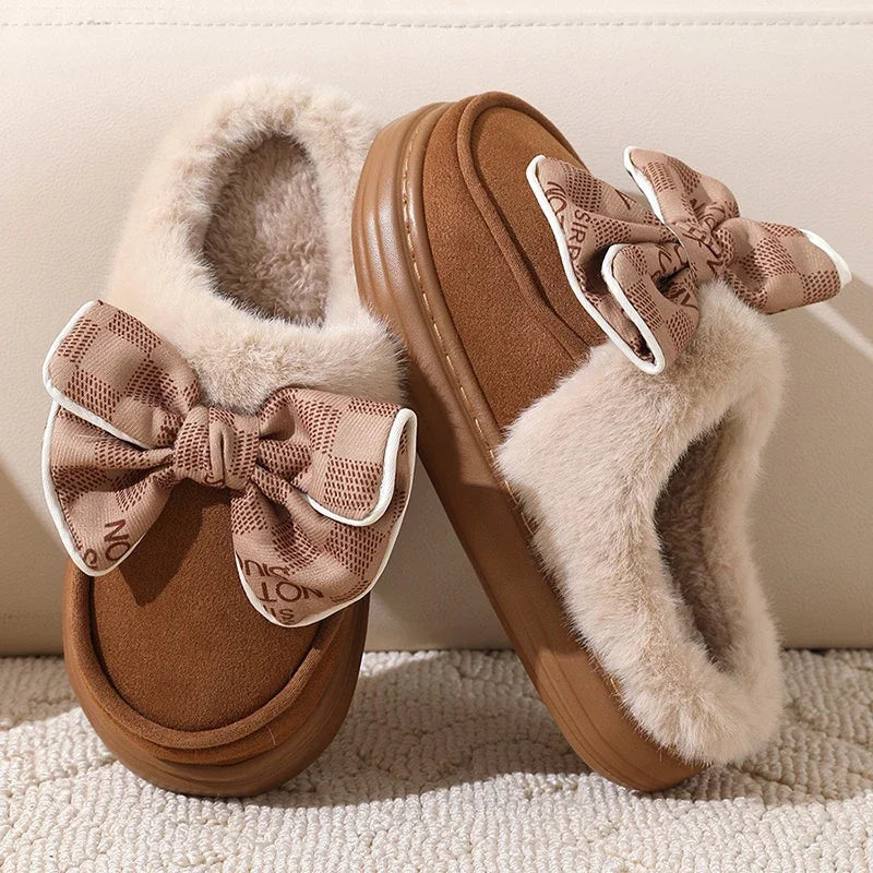 Cozy Bowknot Plush Slippers™