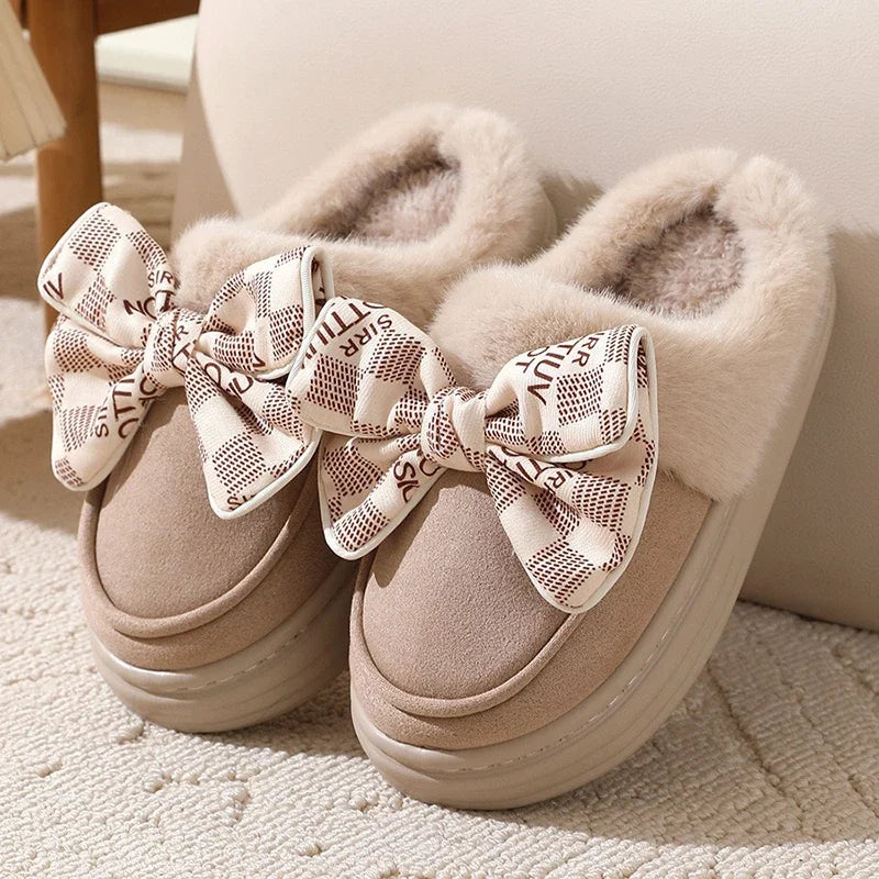 Cozy Bowknot Plush Slippers™