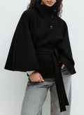 Elegant High-Neck Batwing Kåpe