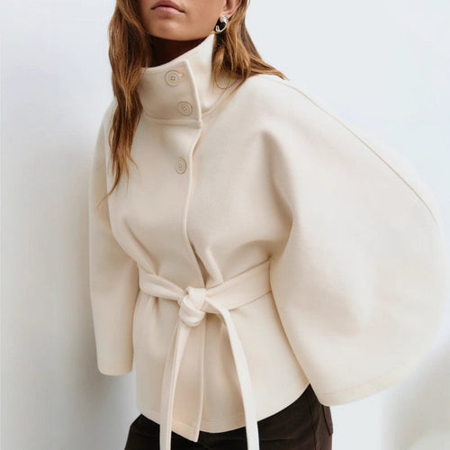 Elegant High-Neck Batwing Kåpe