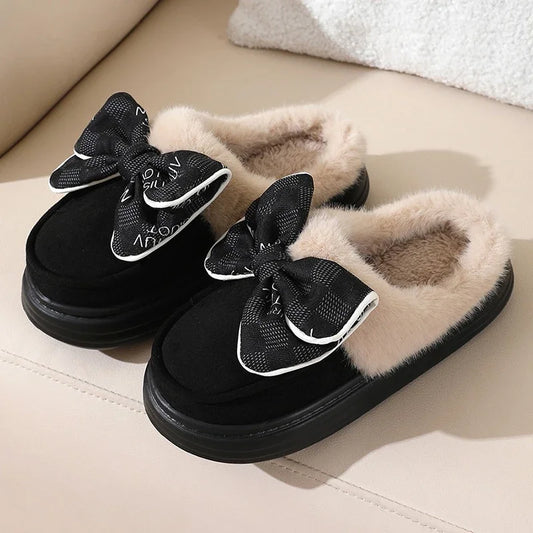 Cozy Bowknot Plush Slippers™