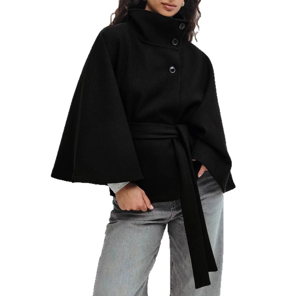 Elegant High-Neck Batwing Kåpe